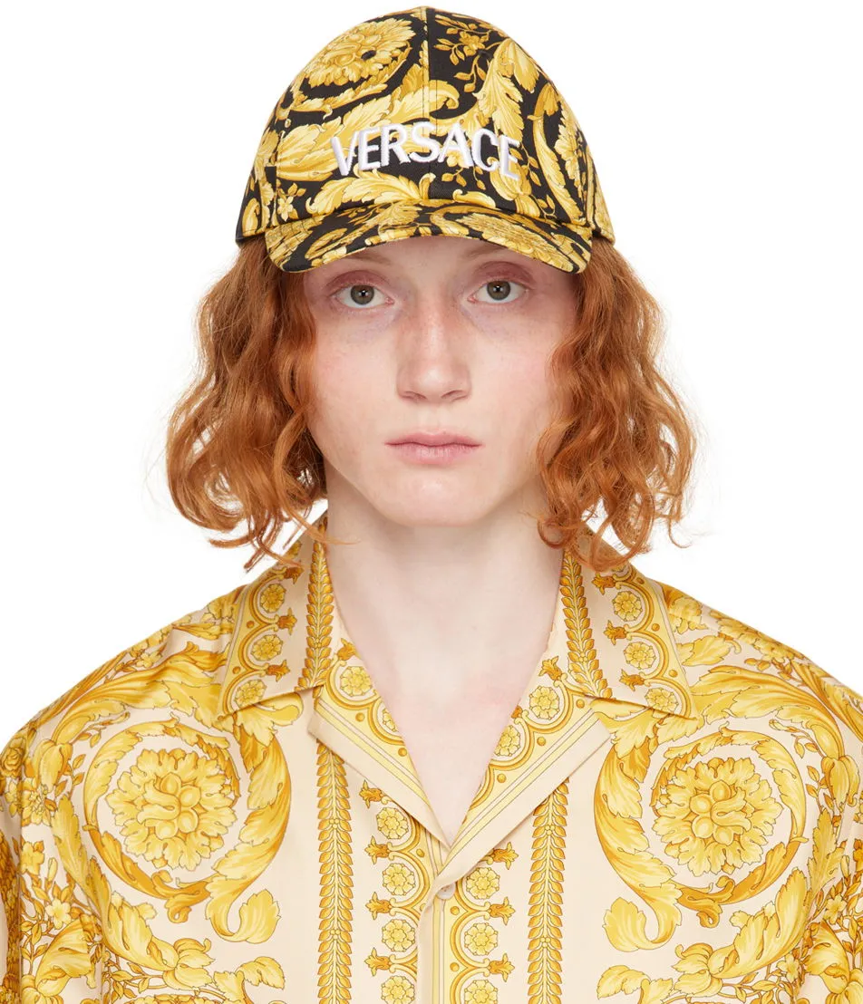 Versace Black & Gold Barocco Logo Baseball Cap