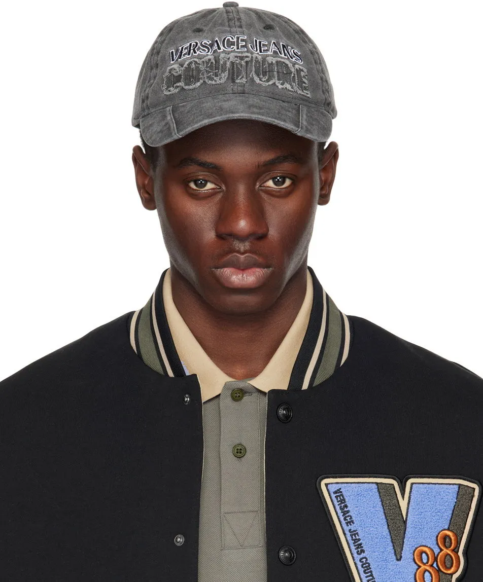 Versace Couture Black Logo Denim Baseball Cap