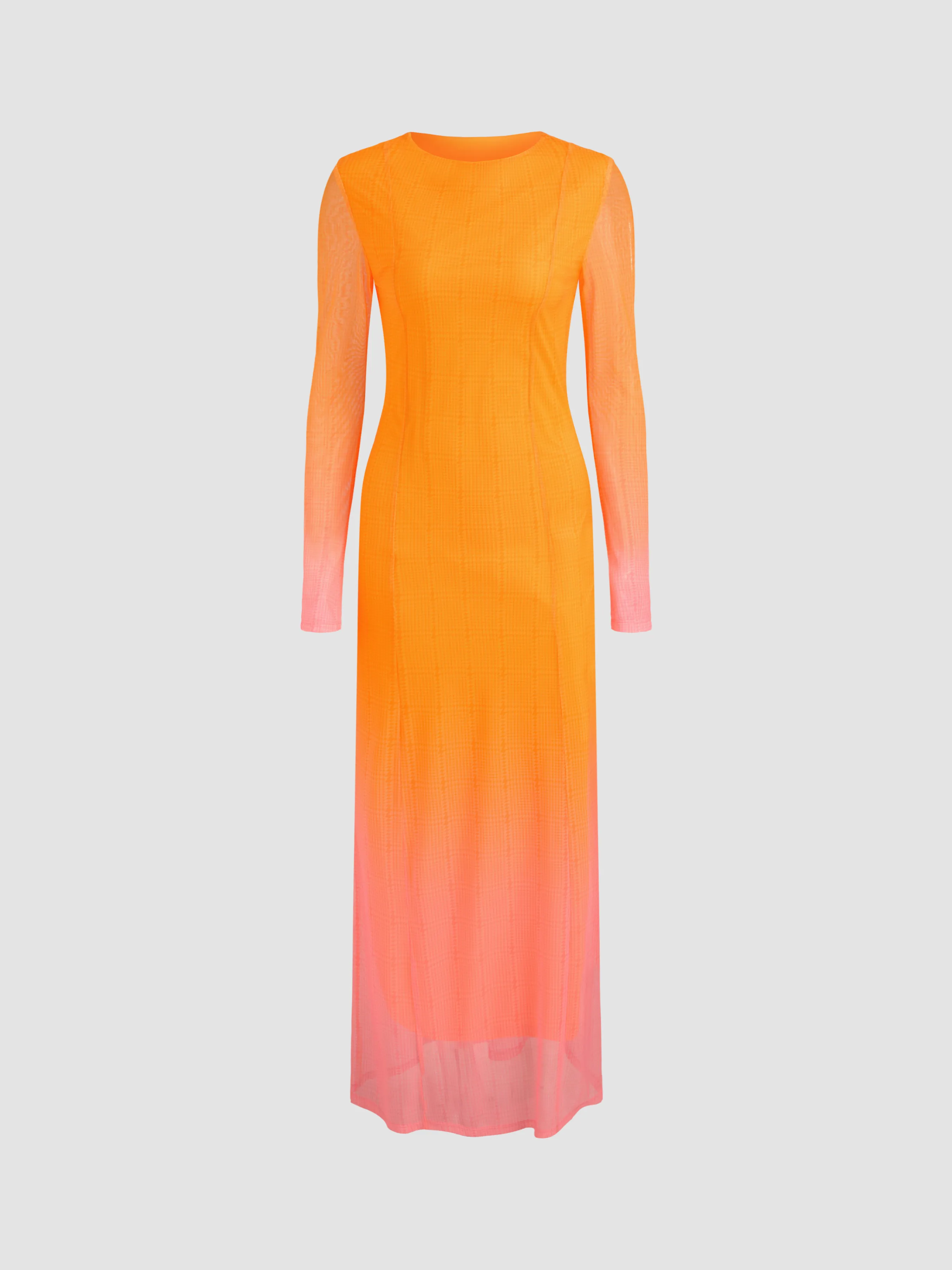 Vestido Maxi de Malla con Cuello Redondo y Degradado Vacaciones en Miami Sunset
