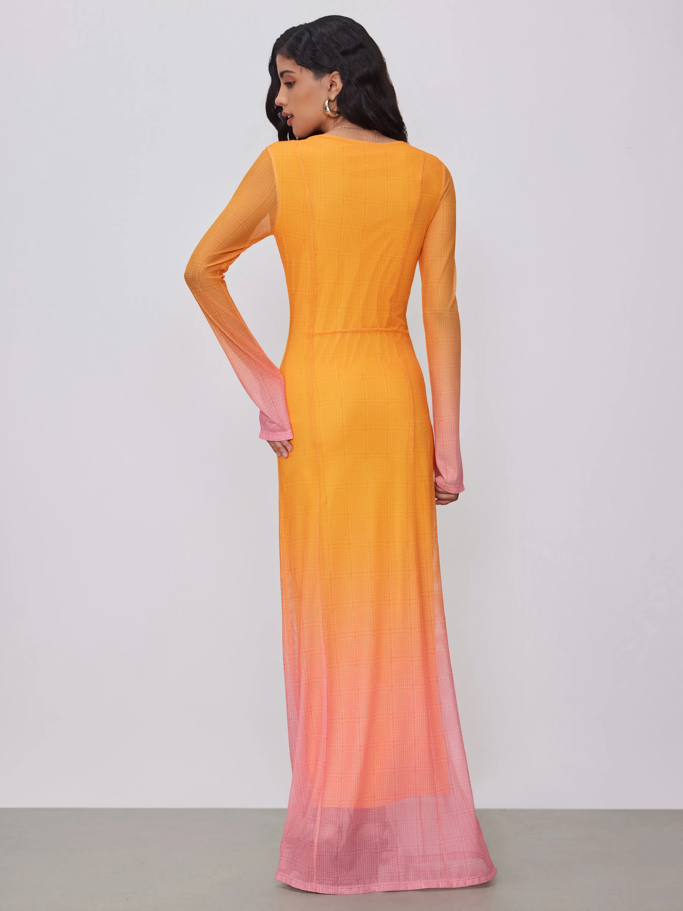 Vestido Maxi de Malla con Cuello Redondo y Degradado Vacaciones en Miami Sunset