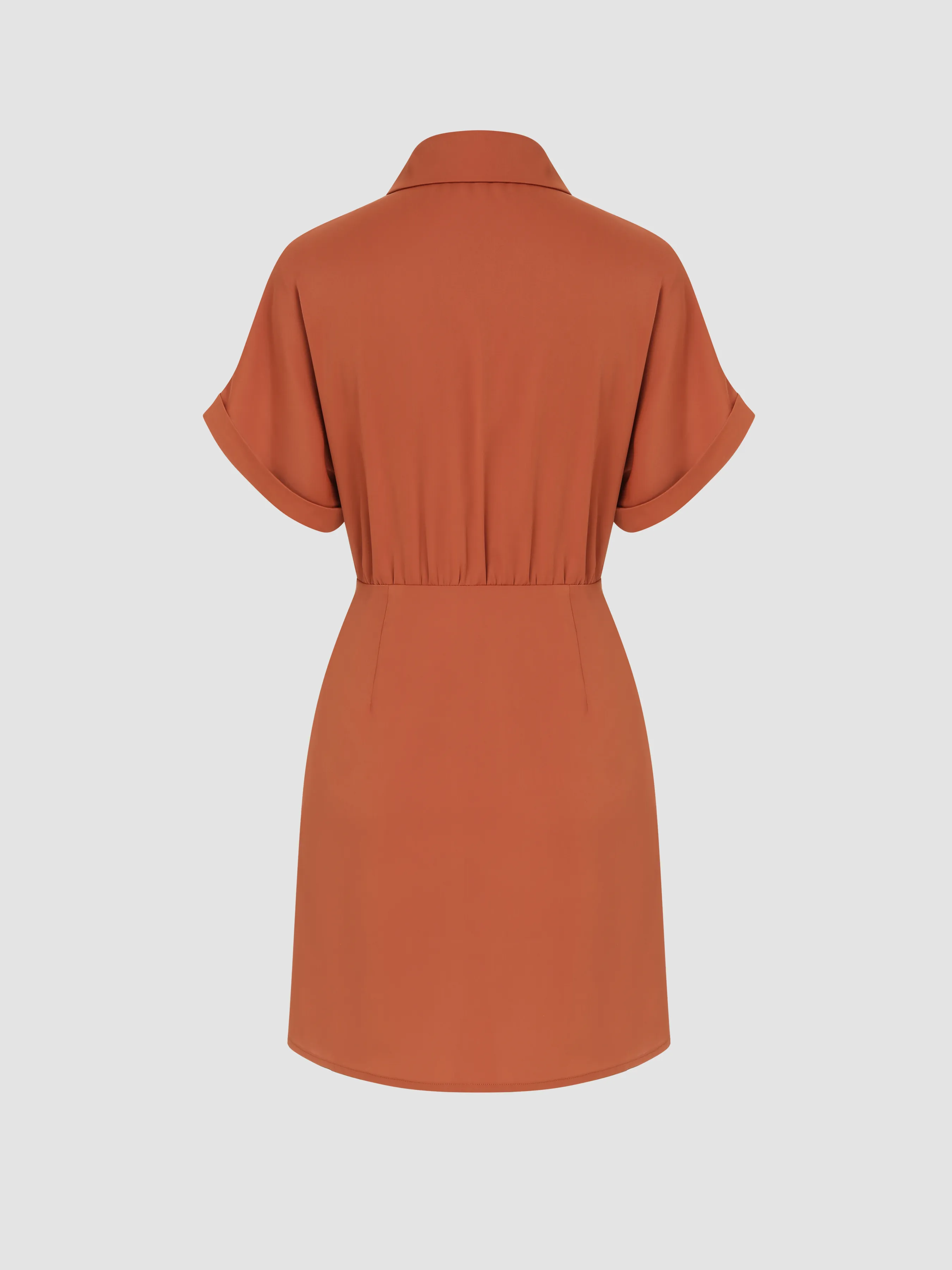 Vestido Mini Camisero con Lazo y Botones de Cuello Vacaciones en Atardecer de Miami