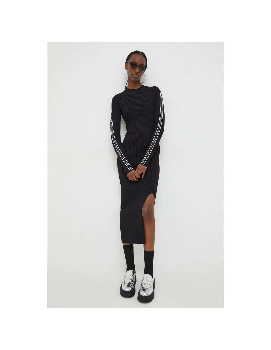 VESTIDO TOMMY HILFIGER NEGRO BANDA LATERAL  ECOOL