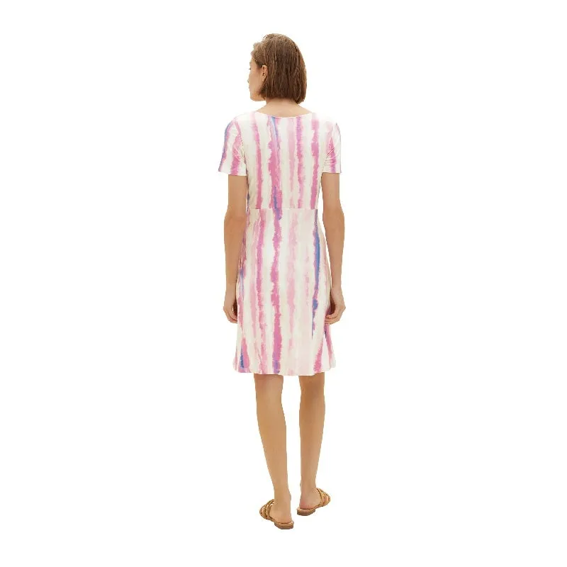  Vestidos Tom tailor Dress Easy Jers, Pink Tie Dye Stripe, 36