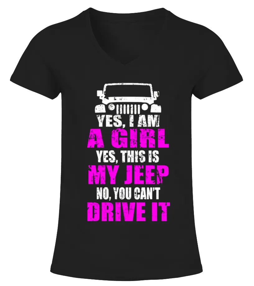 YES,I AM AGIRL,FUNNY,CAMPINGLOVERS CAMISETA CUELLO PICO MUJER