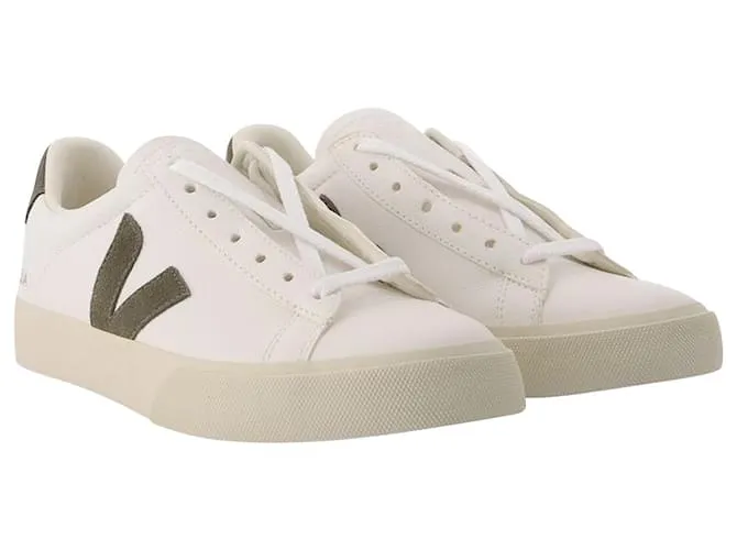 ZAPATILLAS CAMPO  VEJA  BLANCO/CAQUI  CUERO 