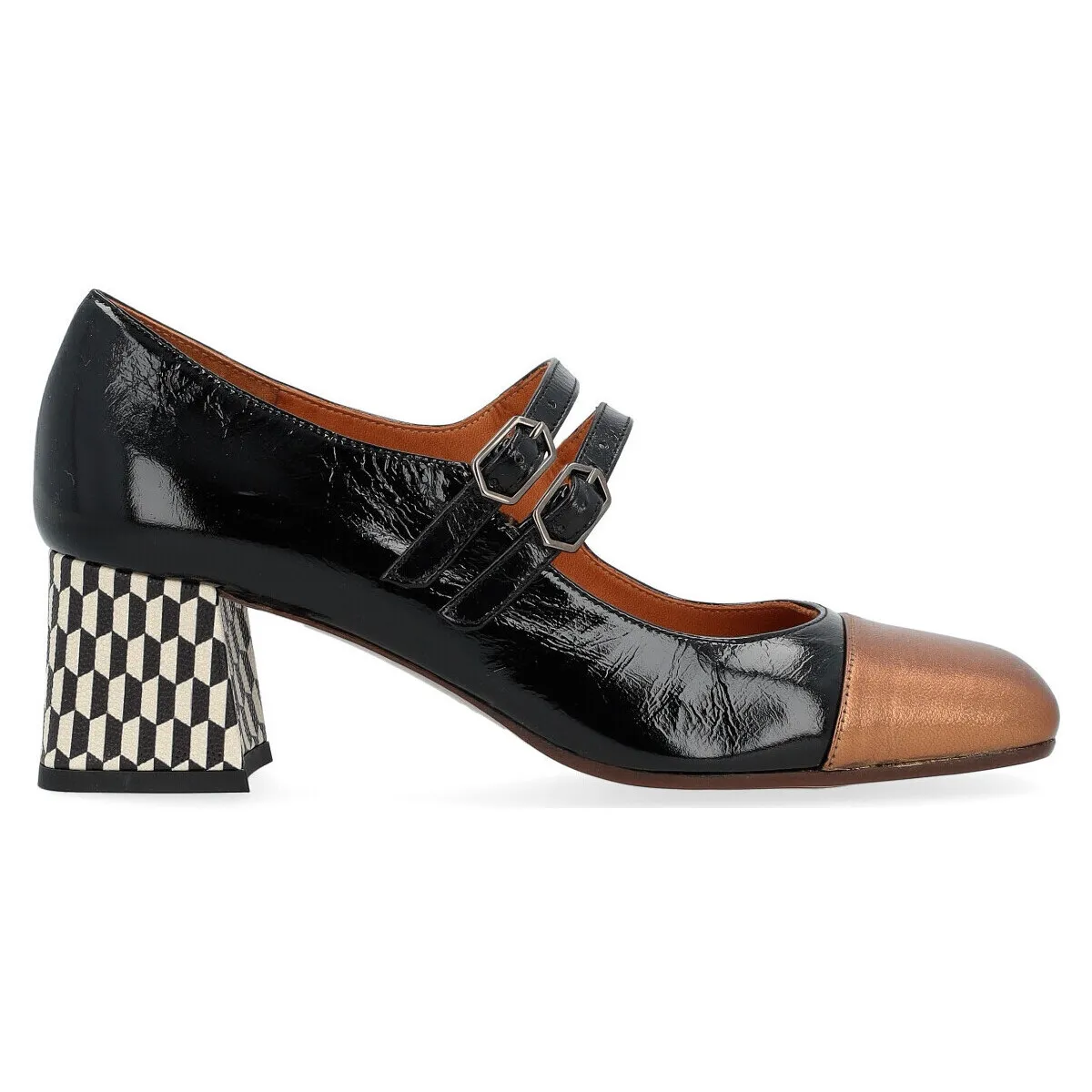 Zapato de tacón  Volcano43 negro y bronce