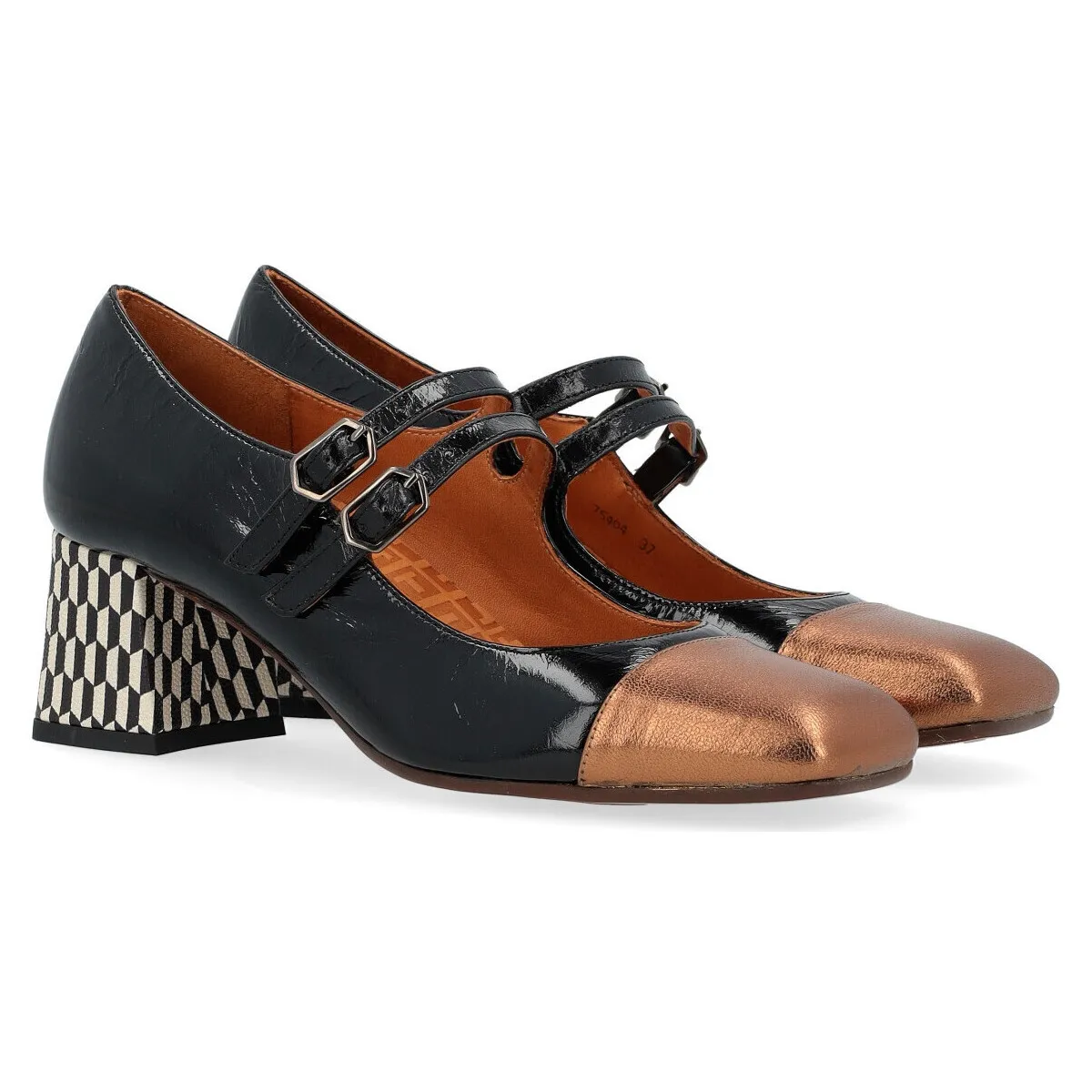 Zapato de tacón  Volcano43 negro y bronce