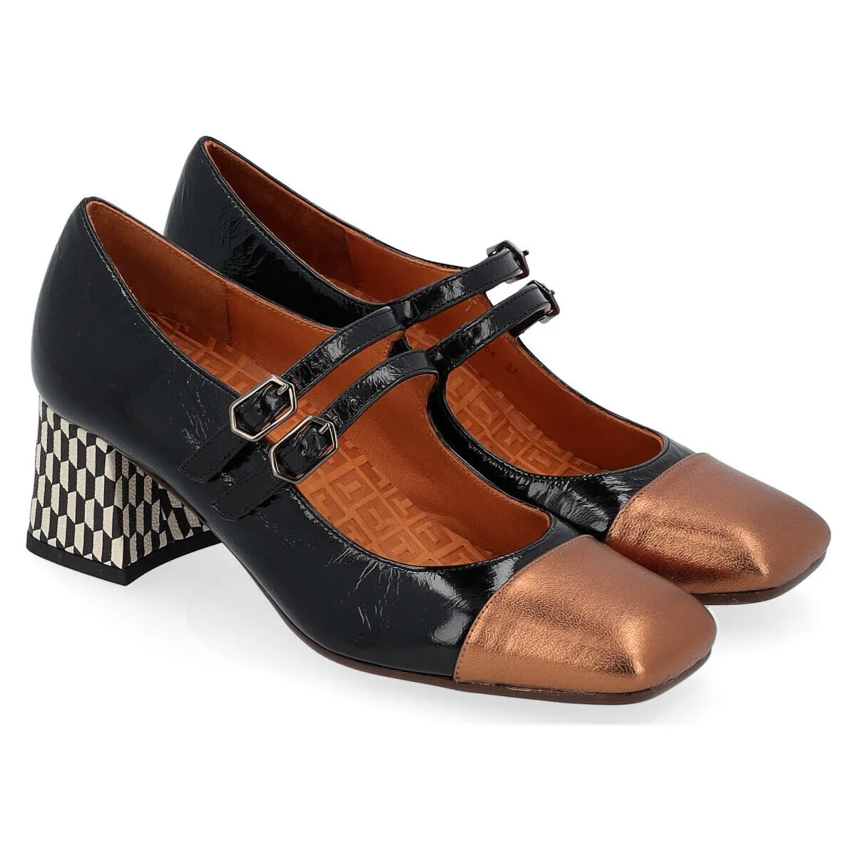 Zapato de tacón  Volcano43 negro y bronce