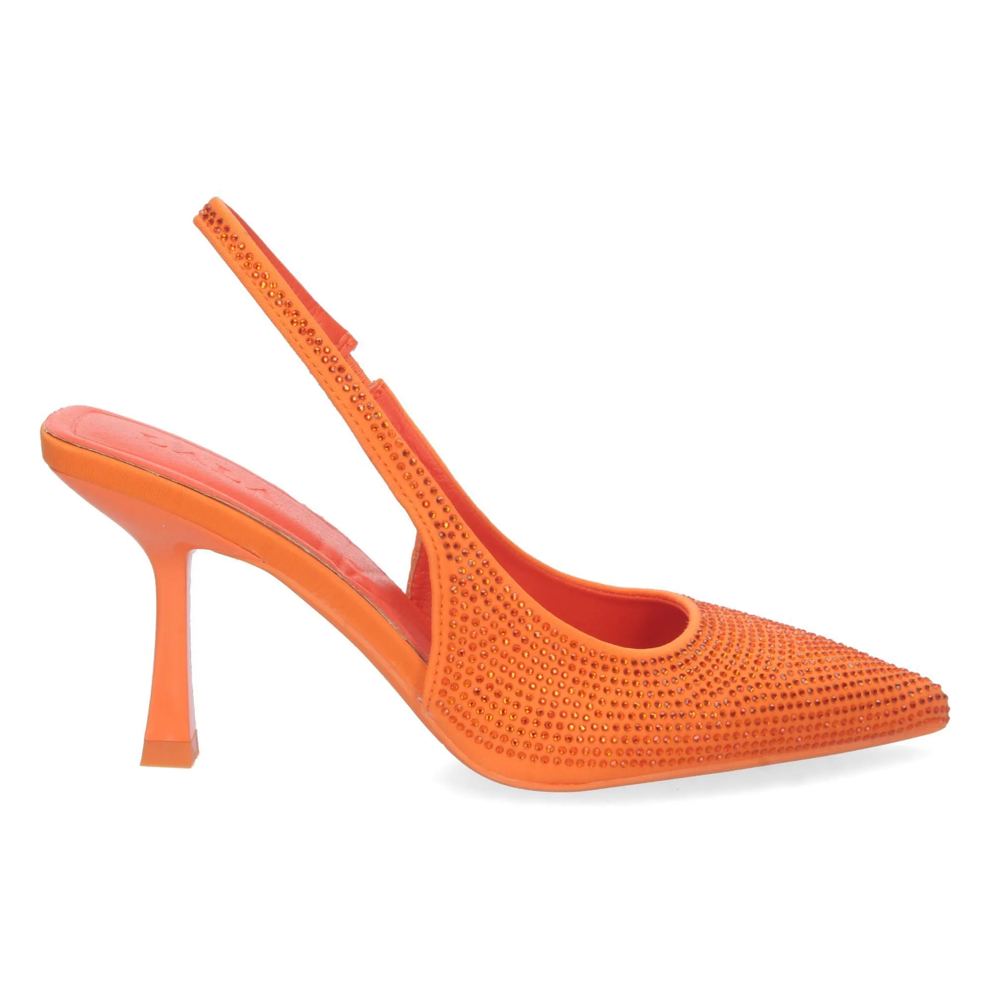 Zapatos de tacón para fiesta con strass para mujer naranja