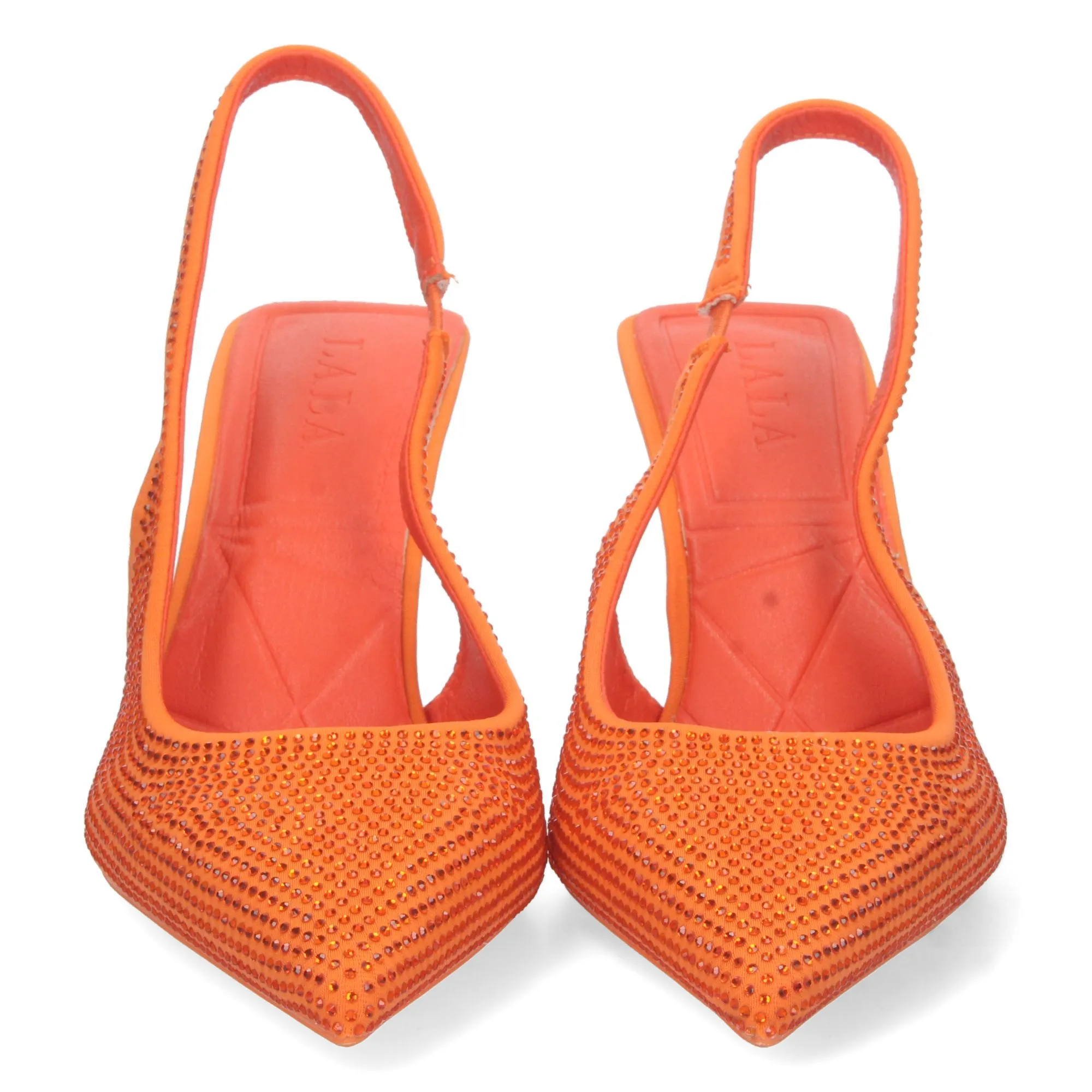 Zapatos de tacón para fiesta con strass para mujer naranja