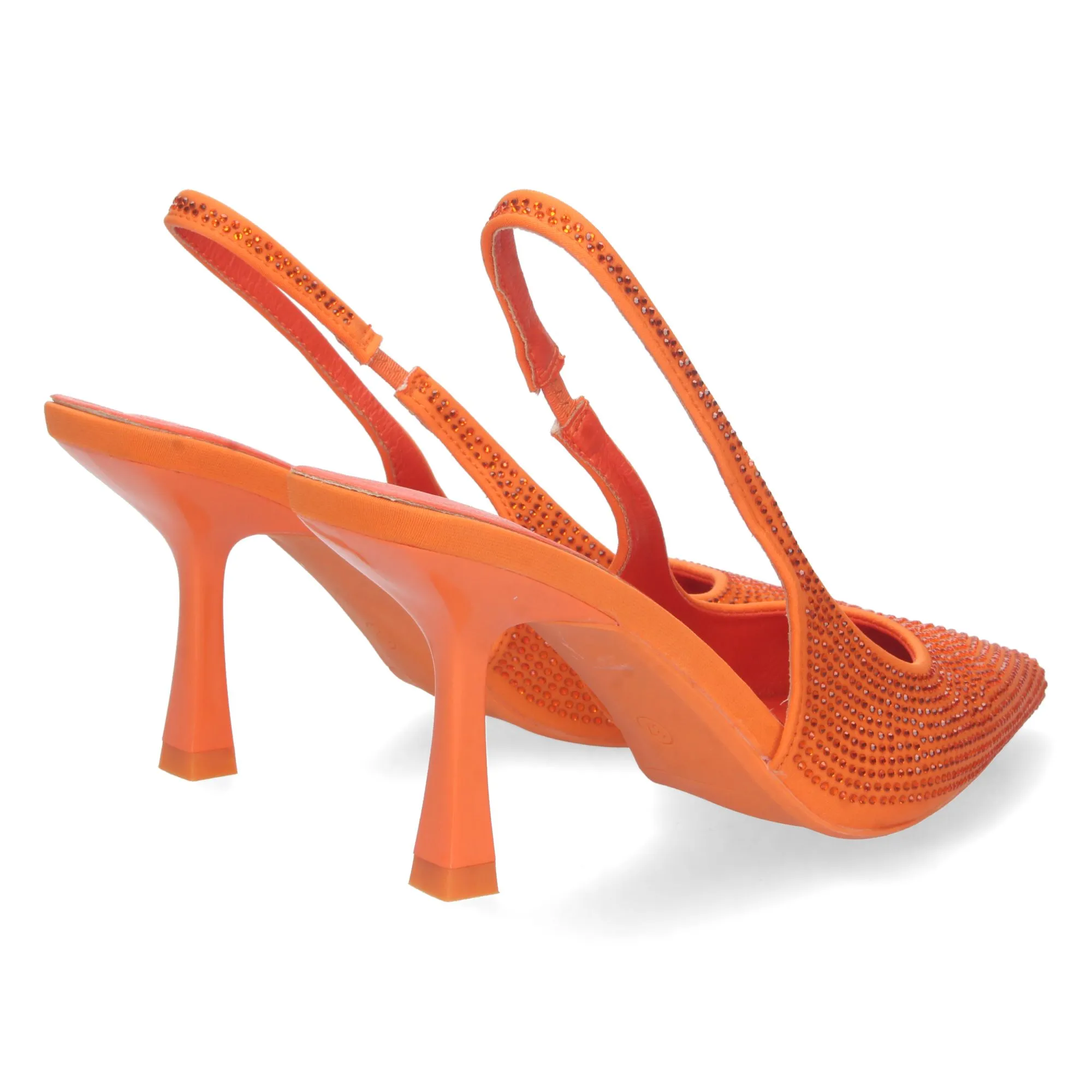 Zapatos de tacón para fiesta con strass para mujer naranja