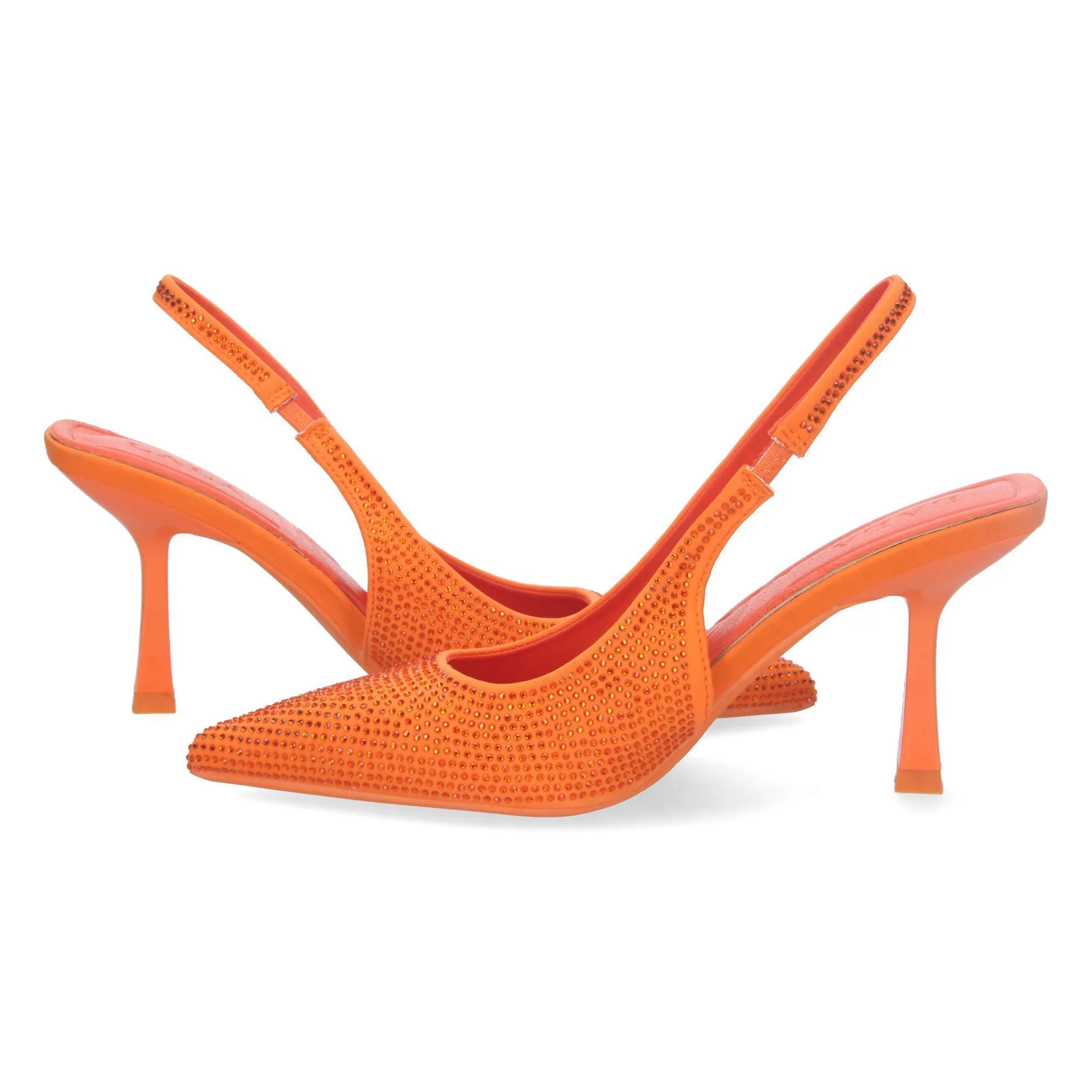 Zapatos de tacón para fiesta con strass para mujer naranja